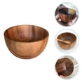 thumbnail image 6 of Wooden Salad Bowl Serving Cooking Kitchen Bowls Cutlery Basin Fruit Bowl, 6 of 8