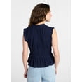 thumbnail image 4 of Time and Tru Women's Textured Tie Front Top, Sizes XS-XXXL, 4 of 6