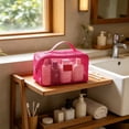 thumbnail image 6 of Mesh Travel Toiletry Bag,Large Capacity Cosmetic Organizer With Handle,Breathable Polyester Construction,Clear Visibility Open Mesh Design,Lightweight Portable Pouch,Home And Travel Storage, 6 of 6