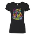 thumbnail image 3 of Colorful Majestic Neon Atric Wolf | Dean Russo Art Animal Lover Womens Slim Fit Junior Tee, Black, M, 3 of 5