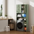 thumbnail image 7 of Walsunny Over the Toilet Storage Cabinet with Doors Side Storage Toilet Paper Holder Stand Space Saver Shelf Organizer Rack Freestanding for Restroom Bathroom Laundry Green, 7 of 7