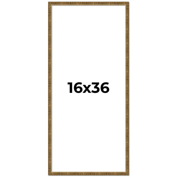 16x36 Frame Gold Kingsley Distressed Solid Wood Picture Frame Width 0.75 Inches | Interior Frame