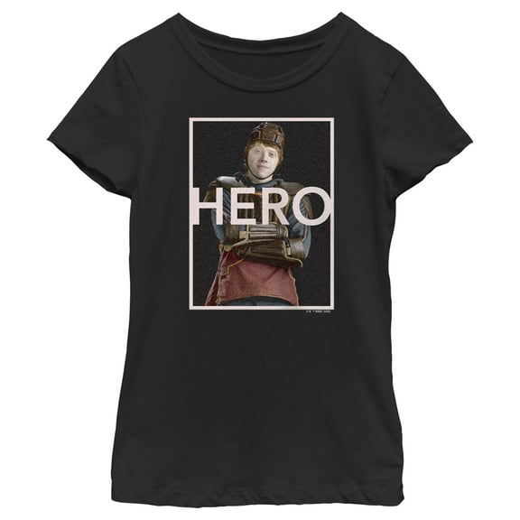 Girl's Harry Potter Ron Weasley Quidditch Hero  Graphic Tee Black Large