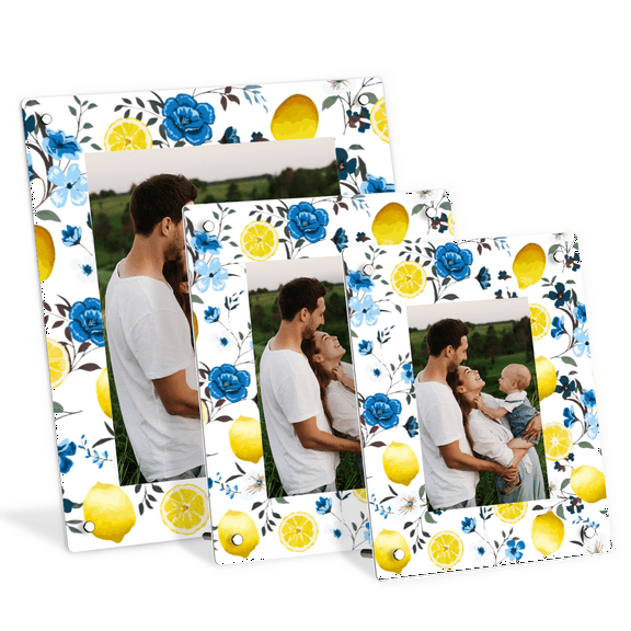 Decorative Floral Acrylic Picture Frames, Multi-Size 4x6 5x7 8x10 Photo Frames with Patterned Border, Modern Tabletop Display for Home Decor(Vertical)