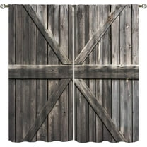 Rustic Curtains for Bedroom, Old Barn Door Wooden Board Living Room Curtains, Rural Hardwood Farmhouse Western Retro Drapes 2 Panel Sets,84x84 Inch