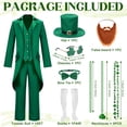 thumbnail image 6 of Alaiyaky 10 Pcs St Patrick's Day Costume Set Men's Leprechaun Suit with Green Tailcoat Pants Socks Hat Shamrock Necklaces Glasses Bow Tie Beard for Irish Cosplay, 6 of 8