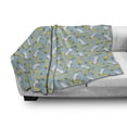 thumbnail image 2 of Yellow Bird Soft Flannel Fleece Throw Blanket, Flying Cranes and Flowers Pattern, Cozy Plush for Indoor and Outdoor Use, 50" x 60", Pale Blue Yellow, by Ambesonne, 2 of 5