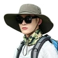 thumbnail image 3 of Men's Wide Brim Sun Hat with Detachable Neck Flap, Breathable Fabric and Adjustable Chin Strap for Fishing Trips Hiking Adventures Beach Days Gardening Tasks Army Green, 3 of 4