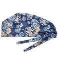 thumbnail image 1 of Floral Letter Print Dust Proof Chef Scrub Cap Round Bouffant Adjustable Hat, 1 of 8