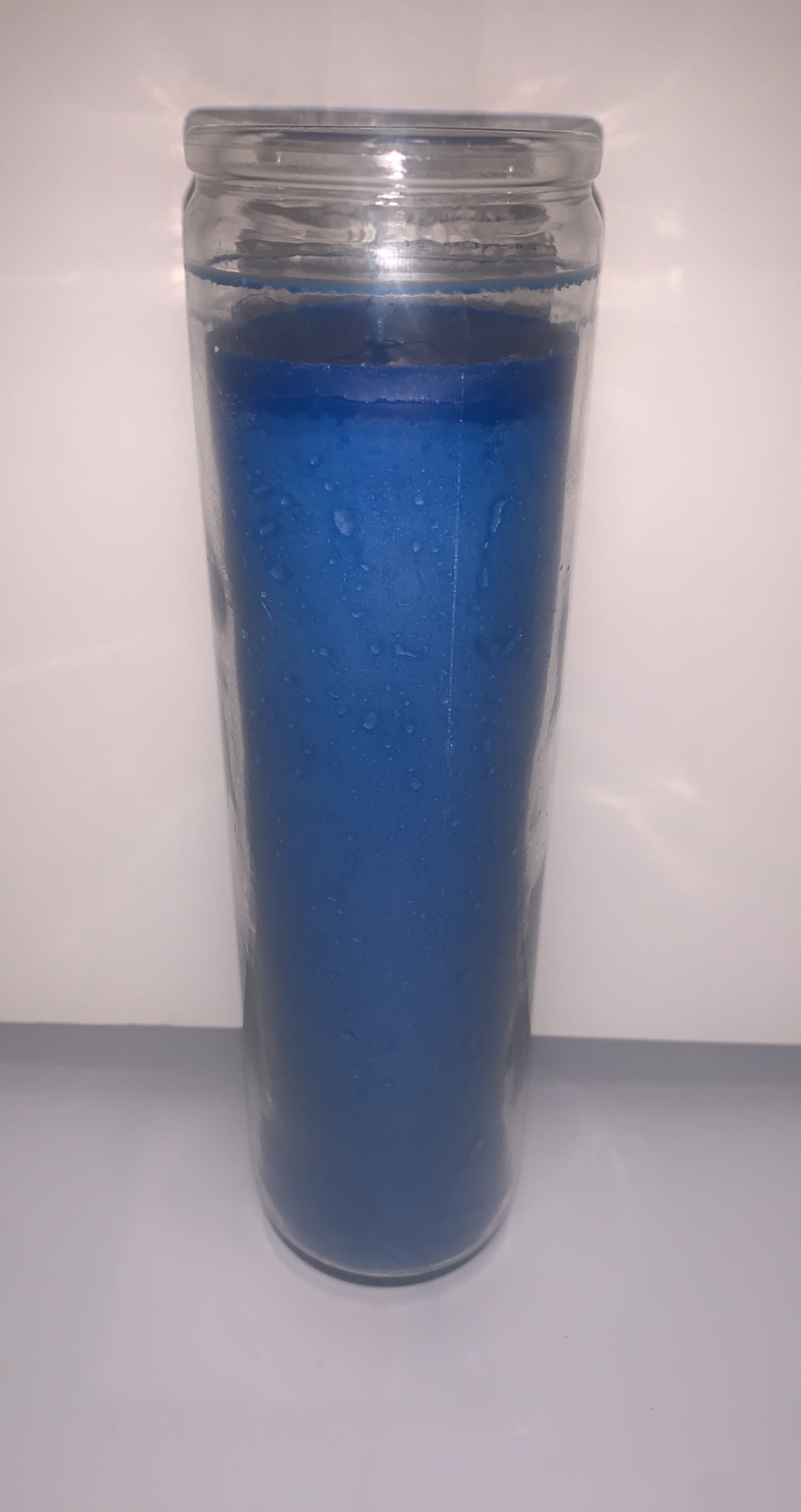 BLUE CANDLE SOLID COLOR PRAYER CANDLES 8" TALL GLASS CANDLES FOR
