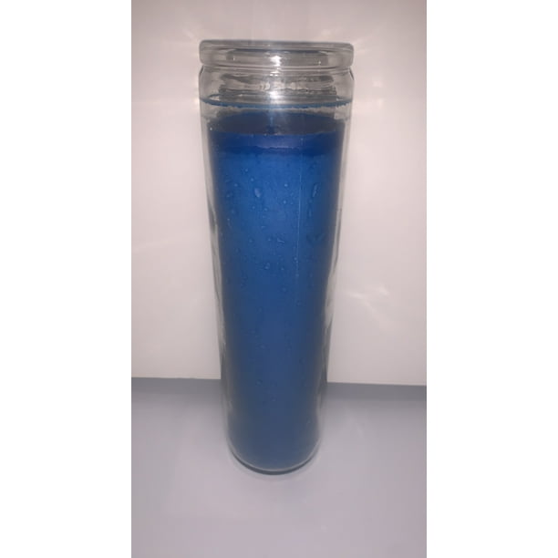 BLUE CANDLE SOLID COLOR PRAYER CANDLES 8" TALL GLASS CANDLES FOR