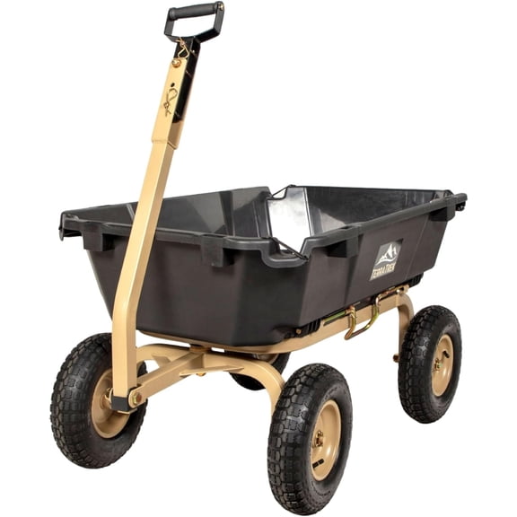 TerraTrek Heavy-Duty Garden Cart on Wheels – 7 Cu. Ft. Patented Dual Side Poly Dump Cart, 1200 lb. Capacity, All-Terrain Utility Wagon with Pneumatic Wheels for Yard, Garden, Farm & Work