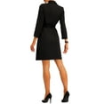 thumbnail image 3 of INSPIRE CHIC Women's Work Dresses Business Slit Sleeve Belted Double Breasted Blazer Dress XS Black, 3 of 6