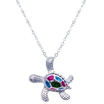 Guodhu Sea Turtle Pendant Necklace for Women Men Silver Plated Link Chain Animal Jewlery