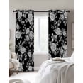 thumbnail image 3 of Black Rose Blackout Curtains 63 Inches Long for Bedroom, Vintage Pastoral Botanical Floral Leaves Vines Thermal Insulated Room Darkening Black Out Window Curtain Panels Grommet Drapes for Living Room, 3 of 8