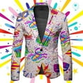 thumbnail image 2 of FYEGRE Mens Carnival Suit Jackets Men's Carnival Fashion Casual Buckle Printed for Work and Formal Occasions with Soft Warm Comfortable Design Light Purple L, 2 of 3