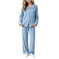 thumbnail image 2 of PInxai Fall Girls Boys Clothes Casual Loungewear 2 Piece Sets Collar Printed Button down Shirts Elastic Waisted Pants,Blue,3-4Years, 2 of 8