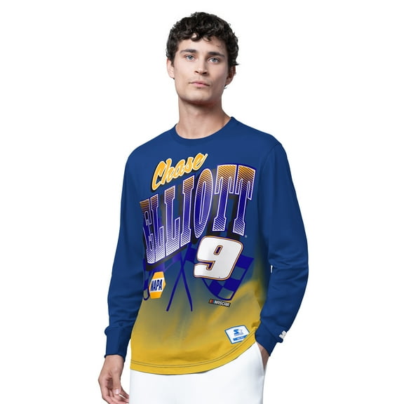 Men's Starter  Royal Chase Elliott Quarterback Extreme Long Sleeve T-Shirt