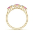 thumbnail image 2 of ANGARA Natural Half Eternity 5 Stone Pink Sapphire & Diamond Wedding Ring in 14K Yellow Gold for Women (Size-3.8mm) | Anniversary, Jewelry Gift for Women | Natural Pink Sapphire Ring, 2 of 7