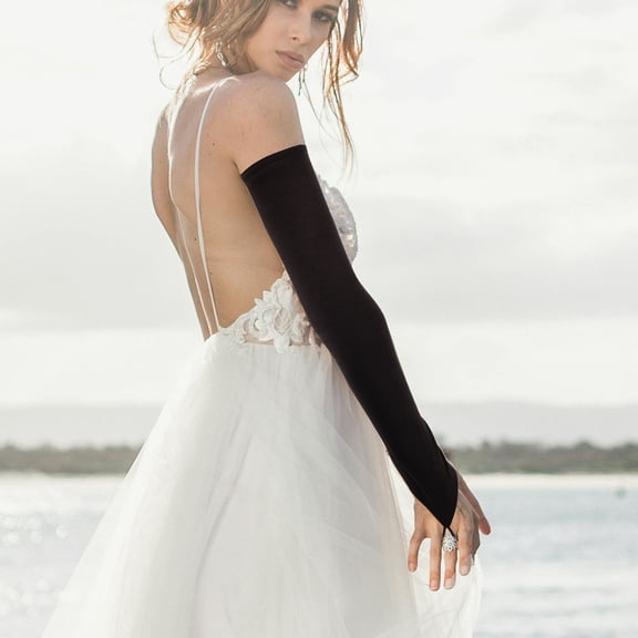 Soimiss Satin Gloves Women 1 Pair Black Gloves Ideal for Opera and Events