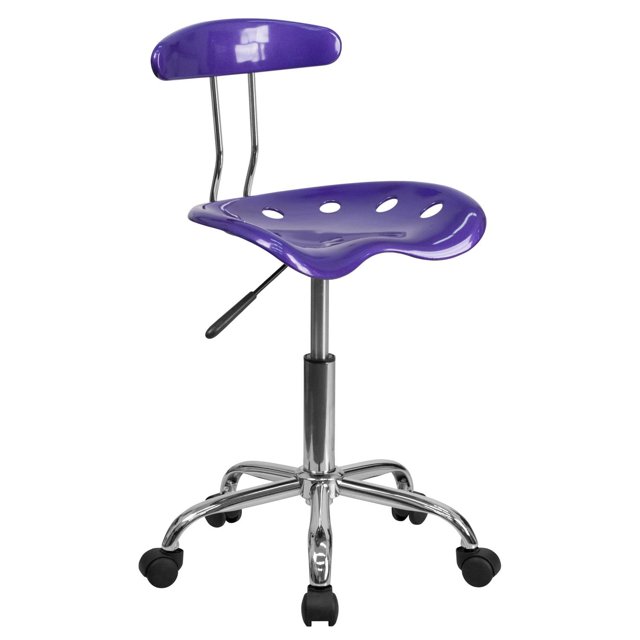 Vibrant Violet and Chrome Swivel Task Chair with Tractor Seat
