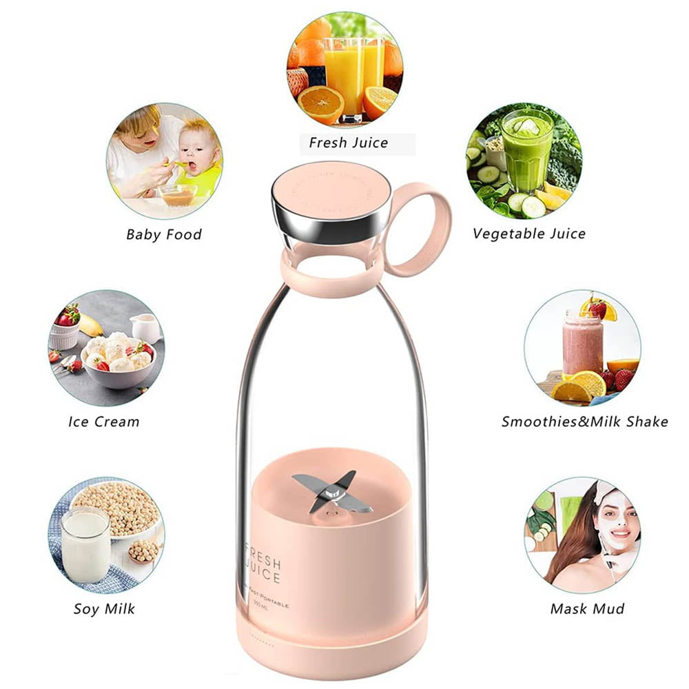 iOCSmart Portable Blender on the go, Mini Blender for Shakes and Smoothies,  Personal Blender USB Rechargeable with 2 Juice Cup (Pink 2)