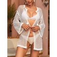 thumbnail image 3 of Charmo Women Long Sleeve Swimsuits Cover Ups Crochet Bathing Suit Bikini Beach Swimwear, 3 of 5