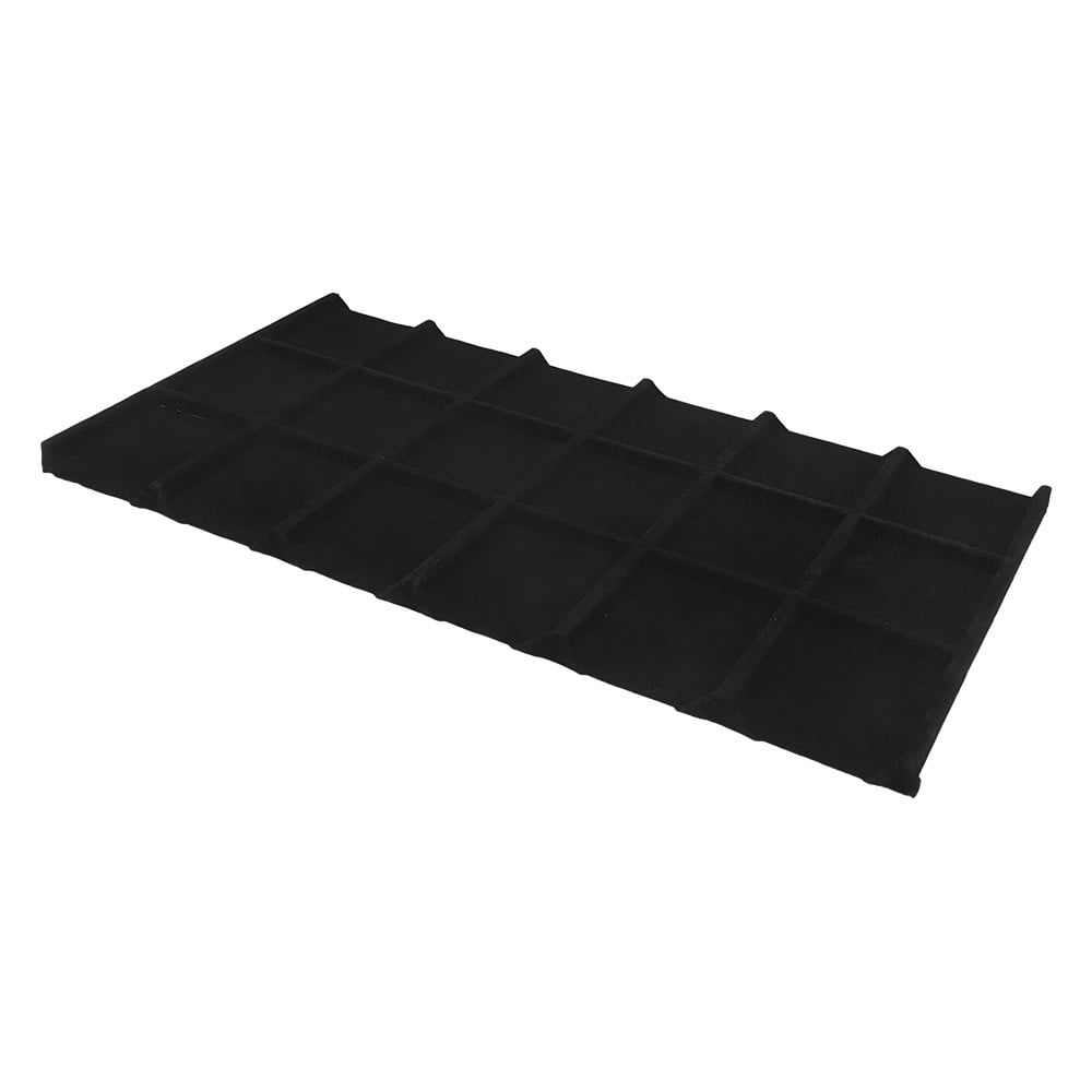 18 Square Black Velvet Jewelry Compartment Tray Storage Organizer Drawer Inserts 