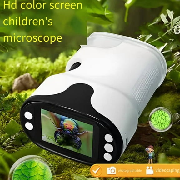 Handheld Microscopes 1000X Kids Microscope Rechargeable Mini Digital Pocket Microscopes Slides Kit Gift