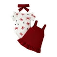 thumbnail image 5 of Gubotare Cute Baby Girl Clothes Baby Girl Clothes Suspender Skirt Short Sleeve Ruffle Romper + Cute Love Dress + Bow Headband 0 3 6 9 12 18 24 Months (,Size 12-18 Months), 5 of 9
