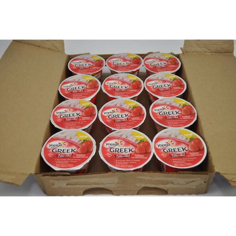 Yoplait Fat Free Blended Strawberry Raspberry Greek Yogurt, 5.3 Ounce -- 12 per Case.