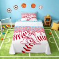 thumbnail image 2 of Manfei Girls Baseball Twin Sheets, Cute Monogrammed A Bedding, Pink Light Blue A 3 Pieces(1 Flat Sheet, 1 Fitted Sheet and 1 Pillowcase), 2 of 6