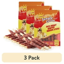 (3 pack) Jungle Calling Dog Treats Duck Wrapped Rawhide Sticks Grain-Free Natural Chewy Treats Puppy Snacks