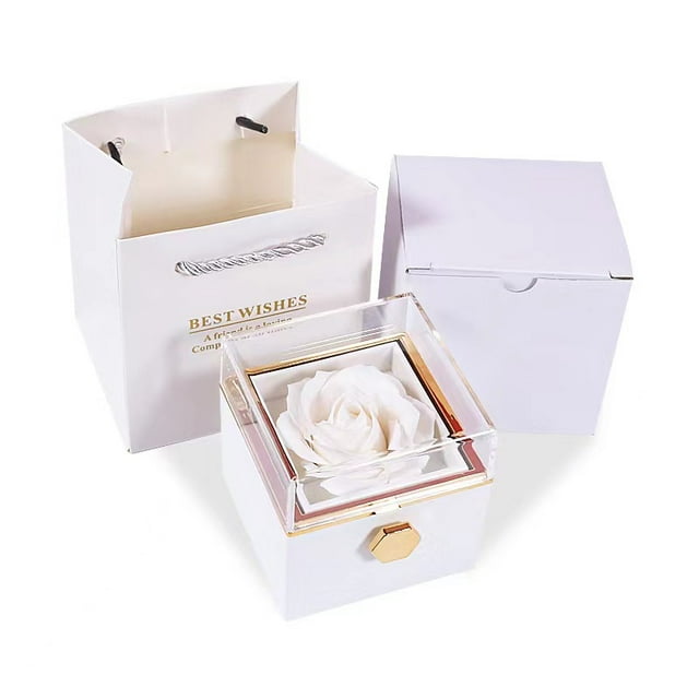 Caja de regalo de joyería con forma de rosa para el día de San Valentín, caja de jabón acrílico con forma de flor, caja para collar y colgante con anillo de color