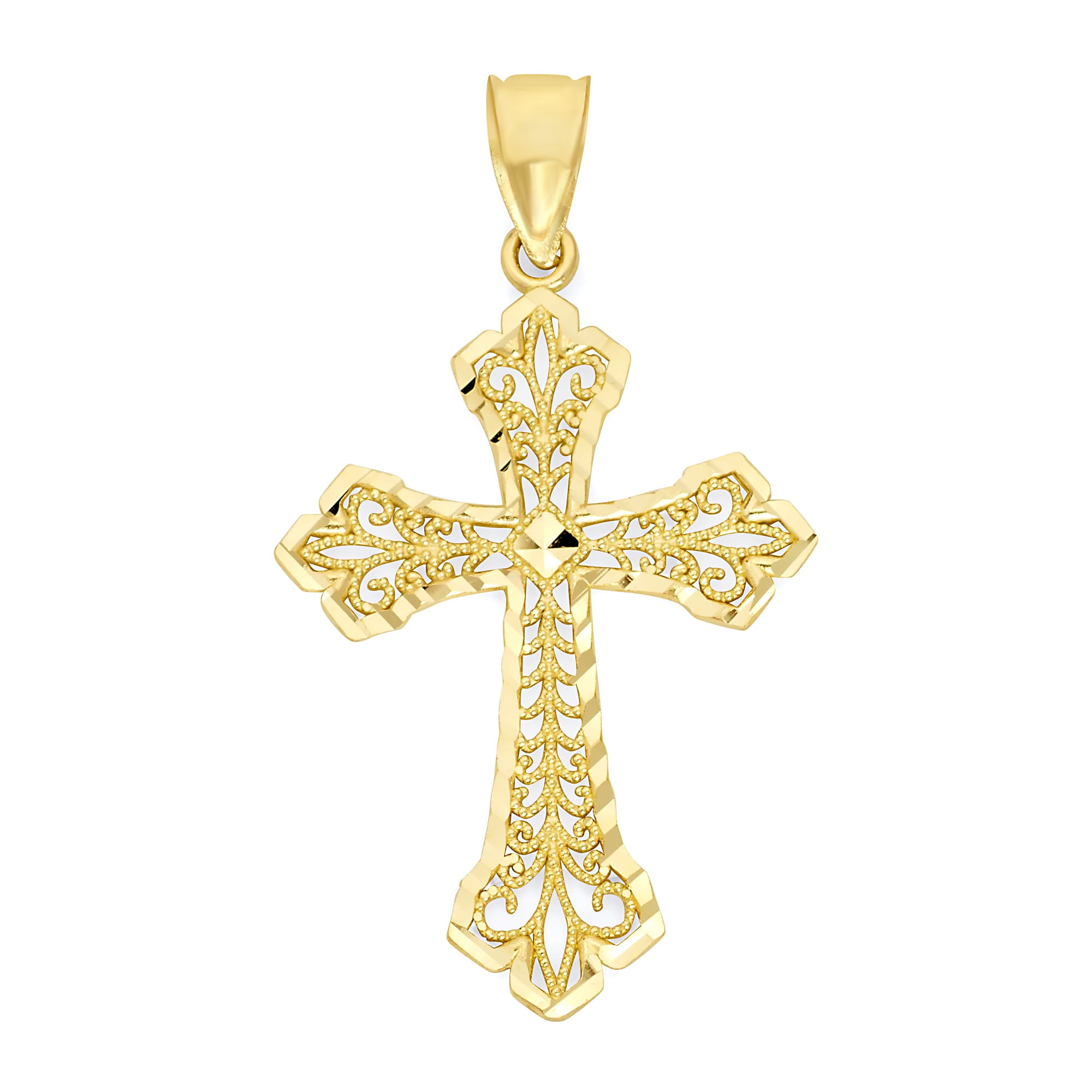 10k Real Solid Gold Cross Pendant with 