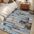thumbnail image 4 of Area Rugs for Living Room 4x6 Ft, Blue Grey Wooden Non Slip Area Rugs for Kitchen Bedroom Entryway, Farmhouse Barn Sunflowers Retro Washable Carpet Runner Rug Floor Mats for Bedroom Home Decor, 4 of 8