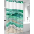 thumbnail image 4 of Green Coastal No Hook Shower Curtain Waterproof, Bathroom Curtains with Snap in Liners and See Through Top Window, Summer Beach Nautical Abstract Art Hotel Style Bathtub Curtains Shower 36"Wx78"L, 4 of 8