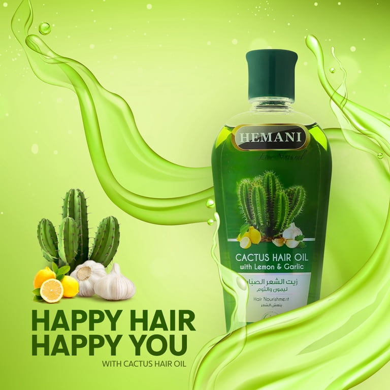 Hemani Hair Oil, Cactus with Lemon and Garlic, Moisturizing Hydration,  Shine, 200ml - Walmart.com