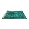 thumbnail image 2 of Ahgly Company Machine Washable Indoor Rectangle Oriental Turquoise Blue Industrial Area Rugs, 2' x 4', 2 of 4