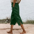 thumbnail image 2 of Flmaly vacation outfits for women High Waistband Women's Linen Wide Leg Pants Casual Loose High Waist Beach Haren Pants Pockets Vacation Outfits, 2 of 8