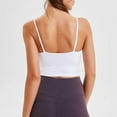 thumbnail image 4 of Gymayou Women Thin Strap Sports Bra Crop Cami Tank Tops Padded Support Scoop Neck Yoga Bralette Workout Vest for Gym Running Daily White S, 4 of 5