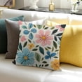 thumbnail image 3 of Spring Pillow Covers Cute Watercolor Colorful Floral Throw Pillow Covers,Summer Yellow Blue Pink Flower Pillowcase Farmhouse Decorative, 3 of 5