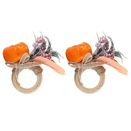 

Pumpkin Napkin Rings 2Pcs Innovative Design Halloween Thanksgiving Centerpiece Autumn Tableware Accessory Unique Leaves Napkin Holder for Home Decoration