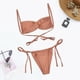 thumbnail image 2 of Bikini De 2 Piezas Para Mujer, Traje De Baño Dividido, Ligero, Elástico, Transpirable, Con Lazo En La Espalda, Lado Lateral, Color Café S, 2 of 5
