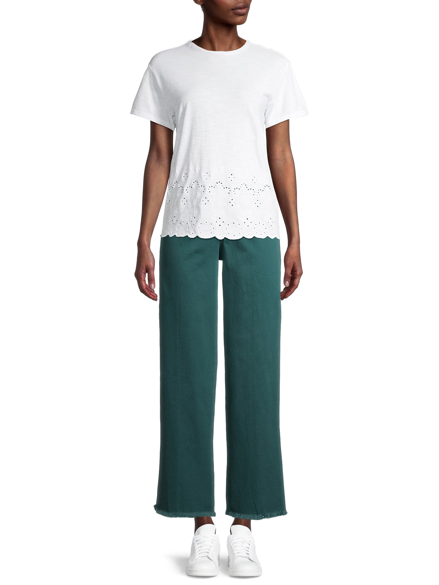 Time and Tru Women's High Rise Wide Leg Crop Pants - Walmart.com