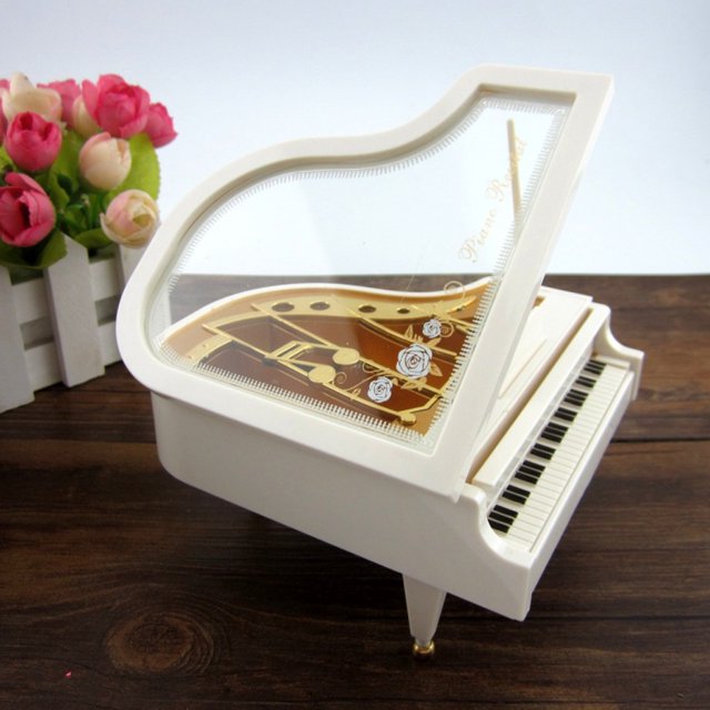 Caja musical de piano, caja musical de piano mecánica, caja de música clásica mecánica, hermosa decoración, diseño elevado