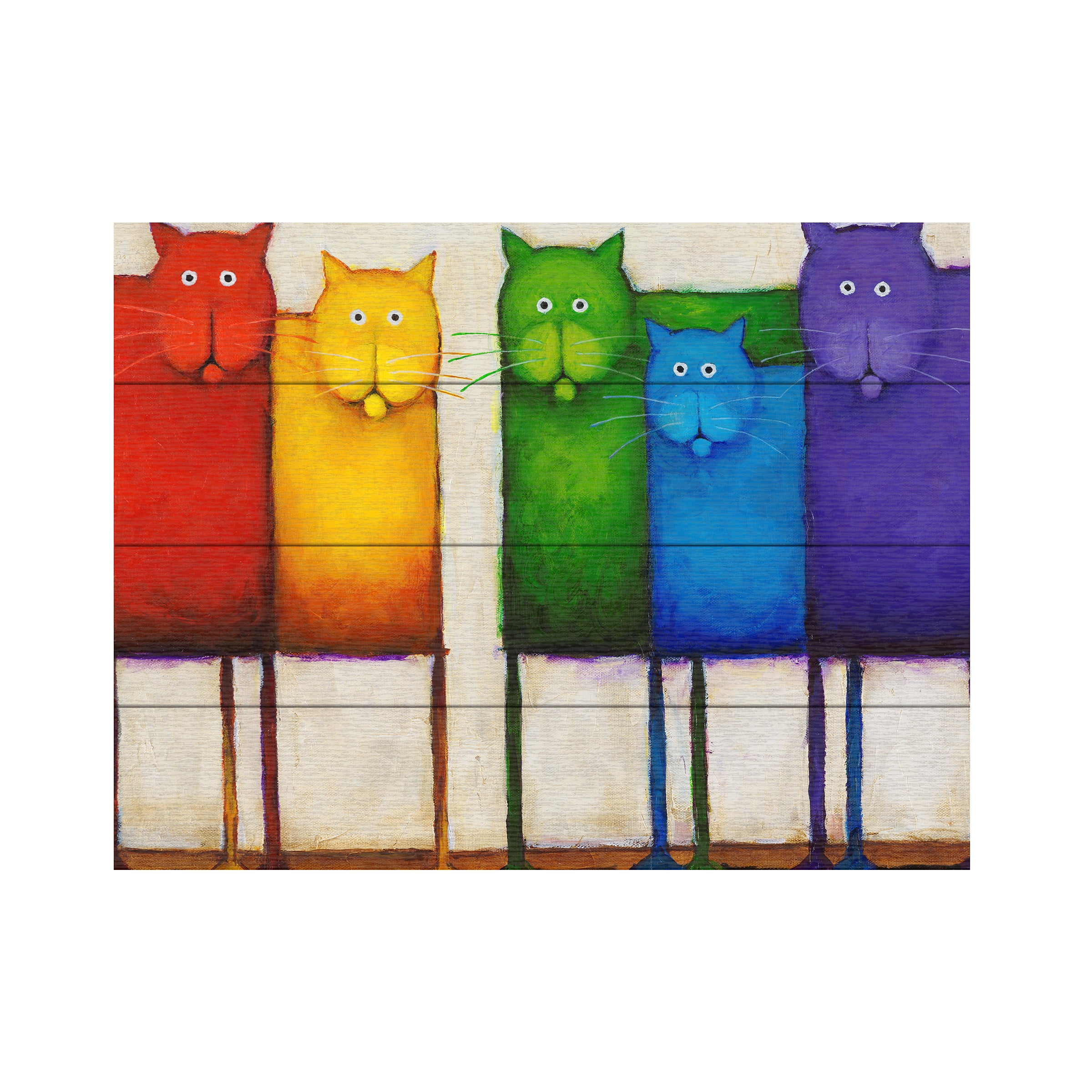 Daniel Patrick Kessler 'Rainbow Cats' Wood Slat Art