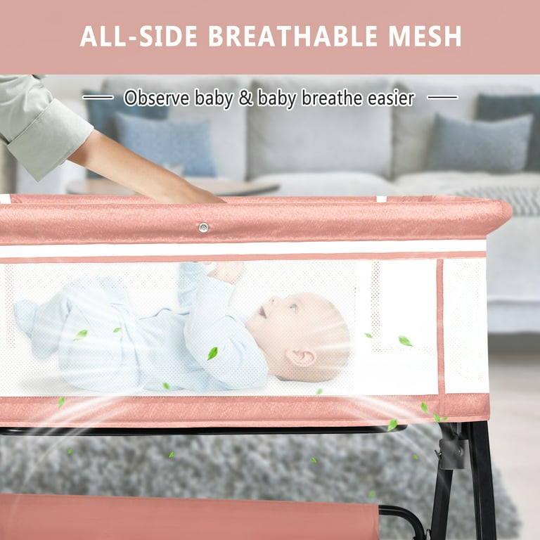 HDJ Baby Bassinet, Adjustable Bedside Sleeper with 360Â° Wheels