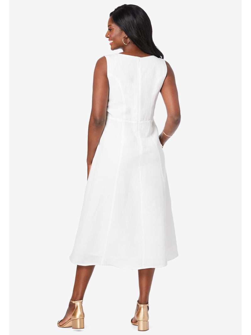 Jessica London Women's Plus Size Linen Fit & Flare Dress - Walmart.com