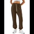 thumbnail image 3 of Pantalones Deportivos Holgados para Mujer, de Otoño, para Entrenamiento, de Cintura Alta, Cómodos y Deportivos. Marrón Oscuro S, 3 of 7